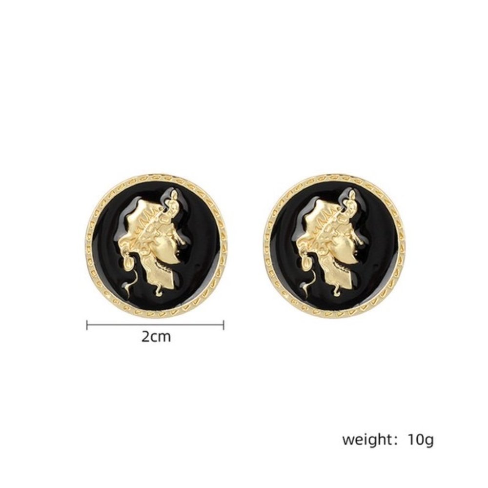 GREEK GODDESS BUTTON EARRINGS - Picture 2 of 4